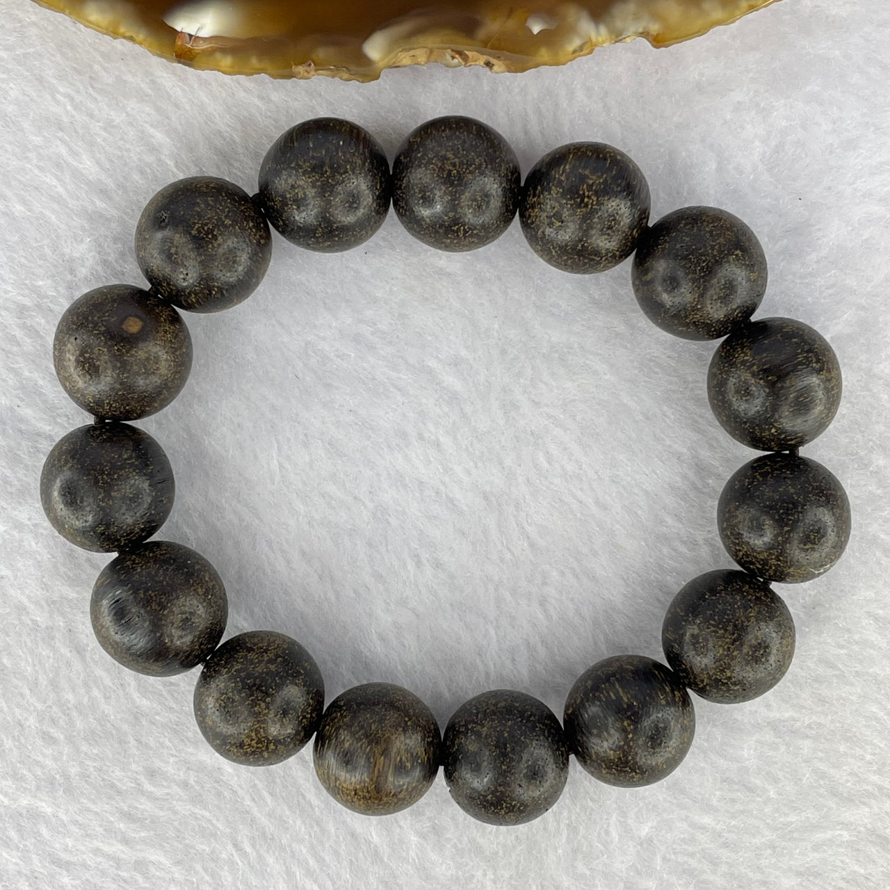 Natural Old Wild Indonesia Agarwood Beads Bracelet (Sinking Type) 天然老野生印尼沉香珠手链t 22.80g 13.7 mm 15 Beads - Huangs Jadeite and Jewelry Pte Ltd