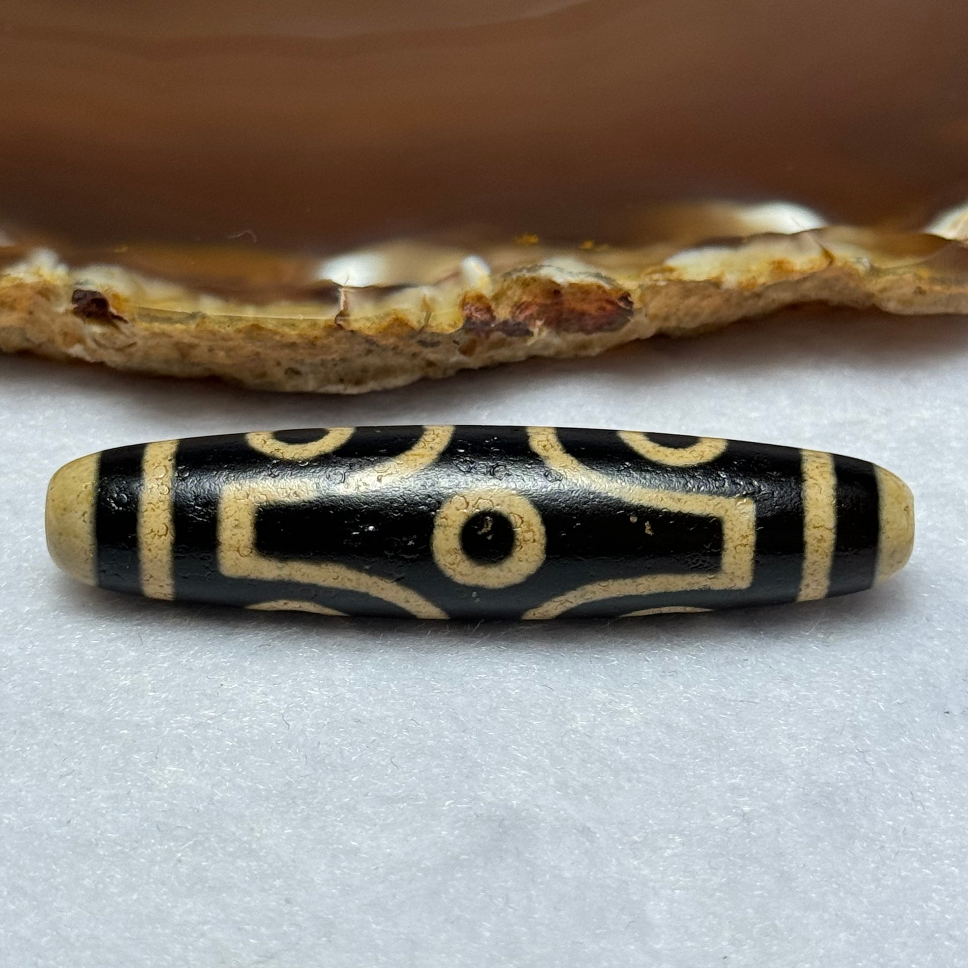 Natural Powerful Tibetan Old Oily Agate 6 Eyes Dzi Bead Heavenly Master (Tian Zhu) 六眼天诛 15.07g 58.5 by 13.1 mm - Huangs Jadeite and Jewelry Pte Ltd