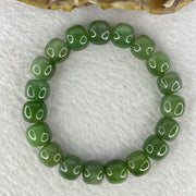 Natural Green Nephrite Bracelet 31.96g 9.9 mm 19 Beads - Huangs Jadeite and Jewelry Pte Ltd