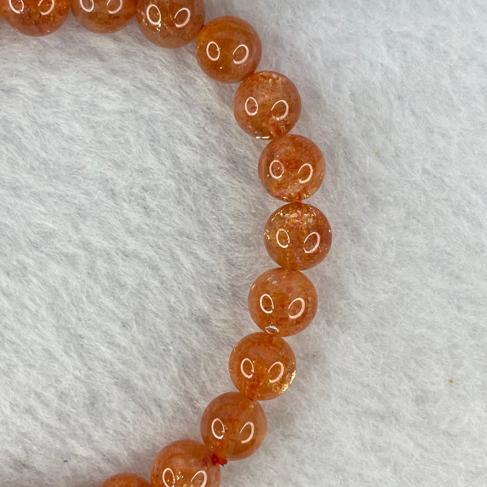 Good Grade Natural Sunstone, Heliolite and Aventurine Feldapar Beads Bracelet 天然金太阳日光石珠手链 13.22g 16cm 7.4 mm 26 Beads - Huangs Jadeite and Jewelry Pte Ltd