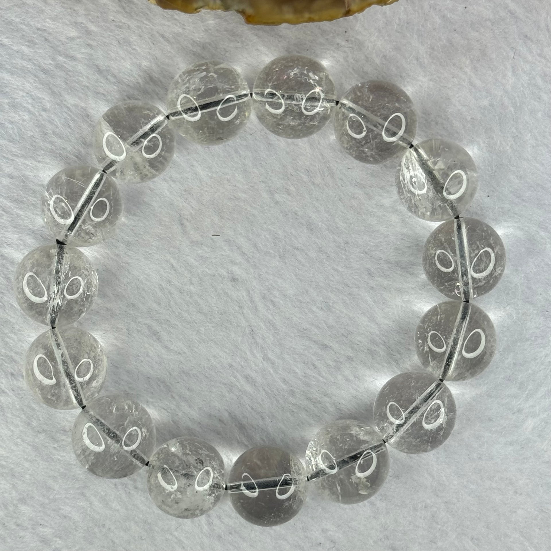 Natural Titanium Rutilated Clear Quartz 53.56g by 18cm 14.0mm 15 Beads - Huangs Jadeite and Jewelry Pte Ltd