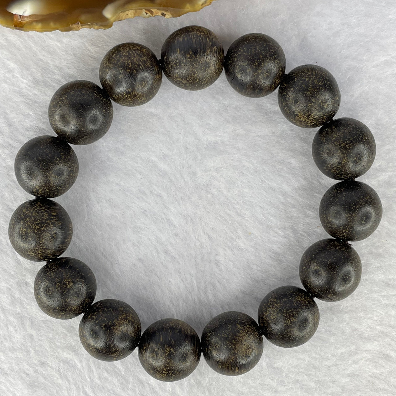 Natural Old Wild Indonesia Agarwood Beads Bracelet (Sinking Type) 天然老野生印尼沉香珠手链 23.04g 13.7mm 15 Beads - Huangs Jadeite and Jewelry Pte Ltd