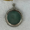 Type A Blueish Green Jadeite Guan Yin S925 Sliver Pendent with Crystals in Sliver Necklace 15.78g 37.6 by 2.0mm