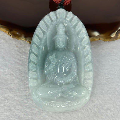 Type A Sky Blue Jadeite Guan Yin Pendent 96.32g 74.1 by 47.2 by 14.5mm
