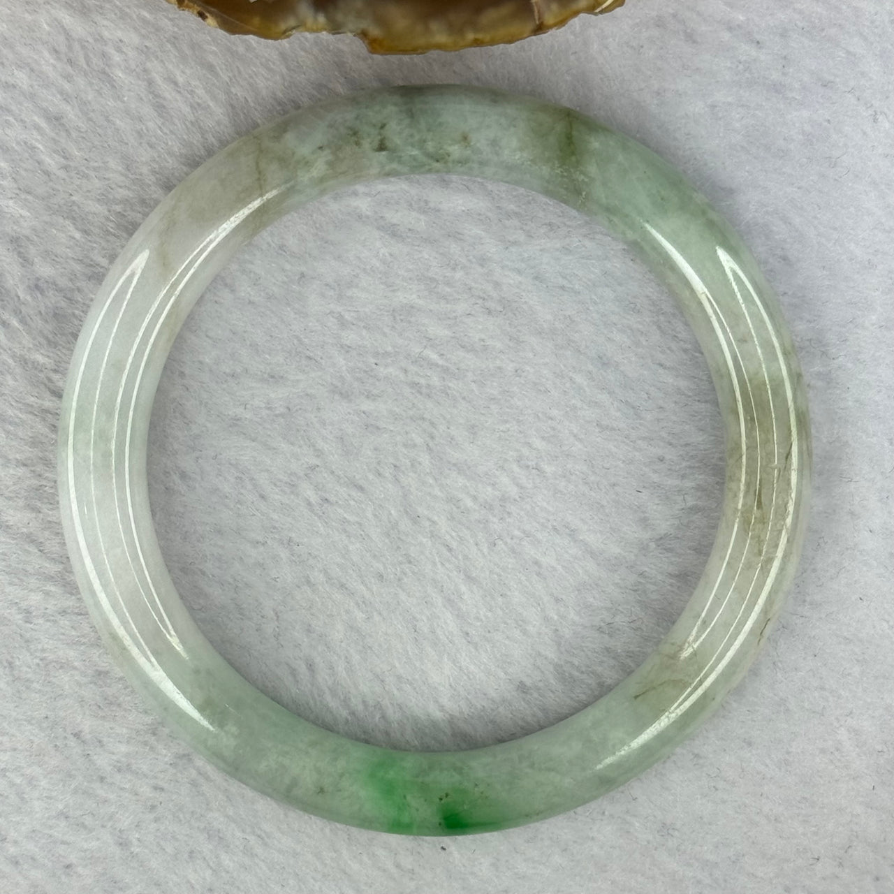 Type A Mixed Green Jadeite Bangle 39.72g Inner Diameter 57.2mm 8.7 by 8.4mm (External Lines) - Huangs Jadeite and Jewelry Pte Ltd