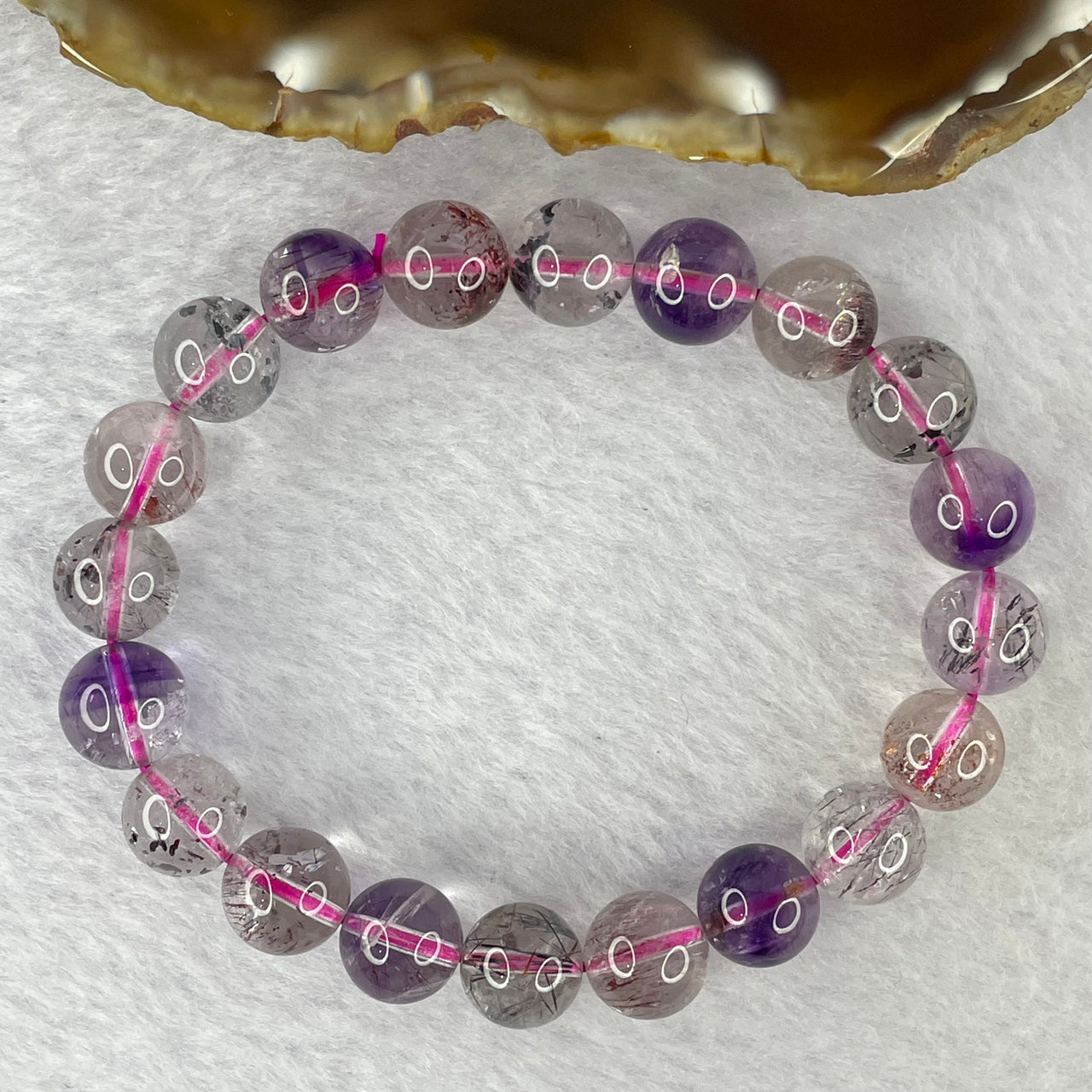 Above Average Grade Natural Super 7 Crystal Beads Bracelet 天然超级七水晶珠手链 24.78g 16cm 9.7 mm 20 Beads - Huangs Jadeite and Jewelry Pte Ltd