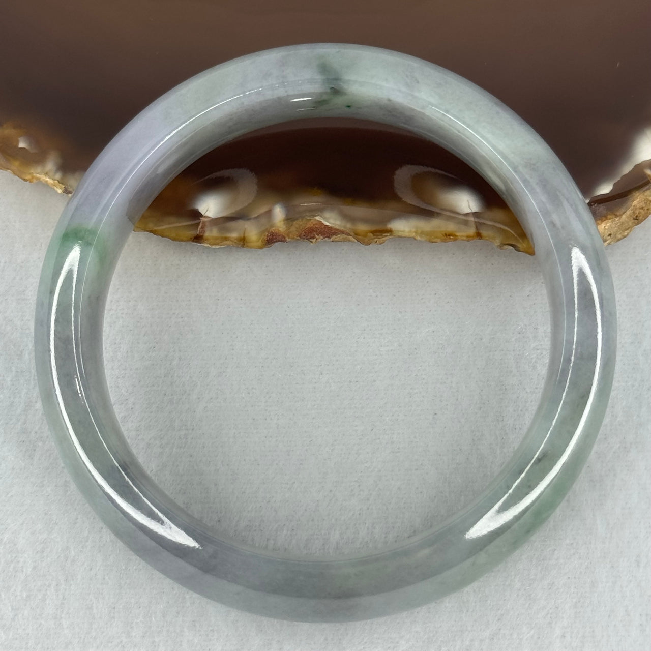 Type A Grey Wuji with Lavender and Green Jadeite Bangle Internal Diameter 56.2mm 61.48g 15.4 by 8.5mm (Slight Internal Lines)