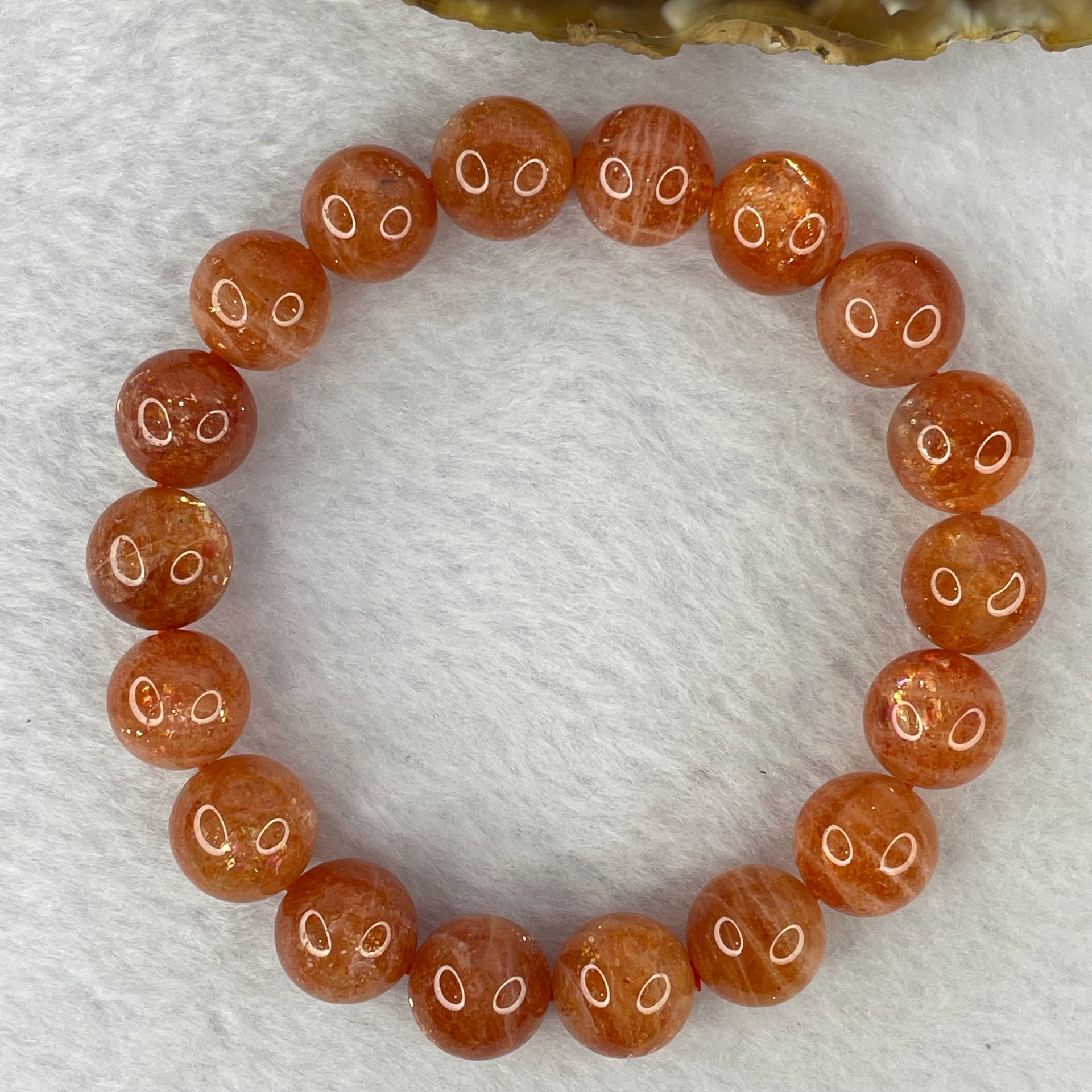 Good Grade Natural Sunstone, Heliolite and Aventurine Feldapar Beads Bracelet 天然金太阳日光石珠手链 33.56g 17cm 11.2 mm 18 Beads - Huangs Jadeite and Jewelry Pte Ltd