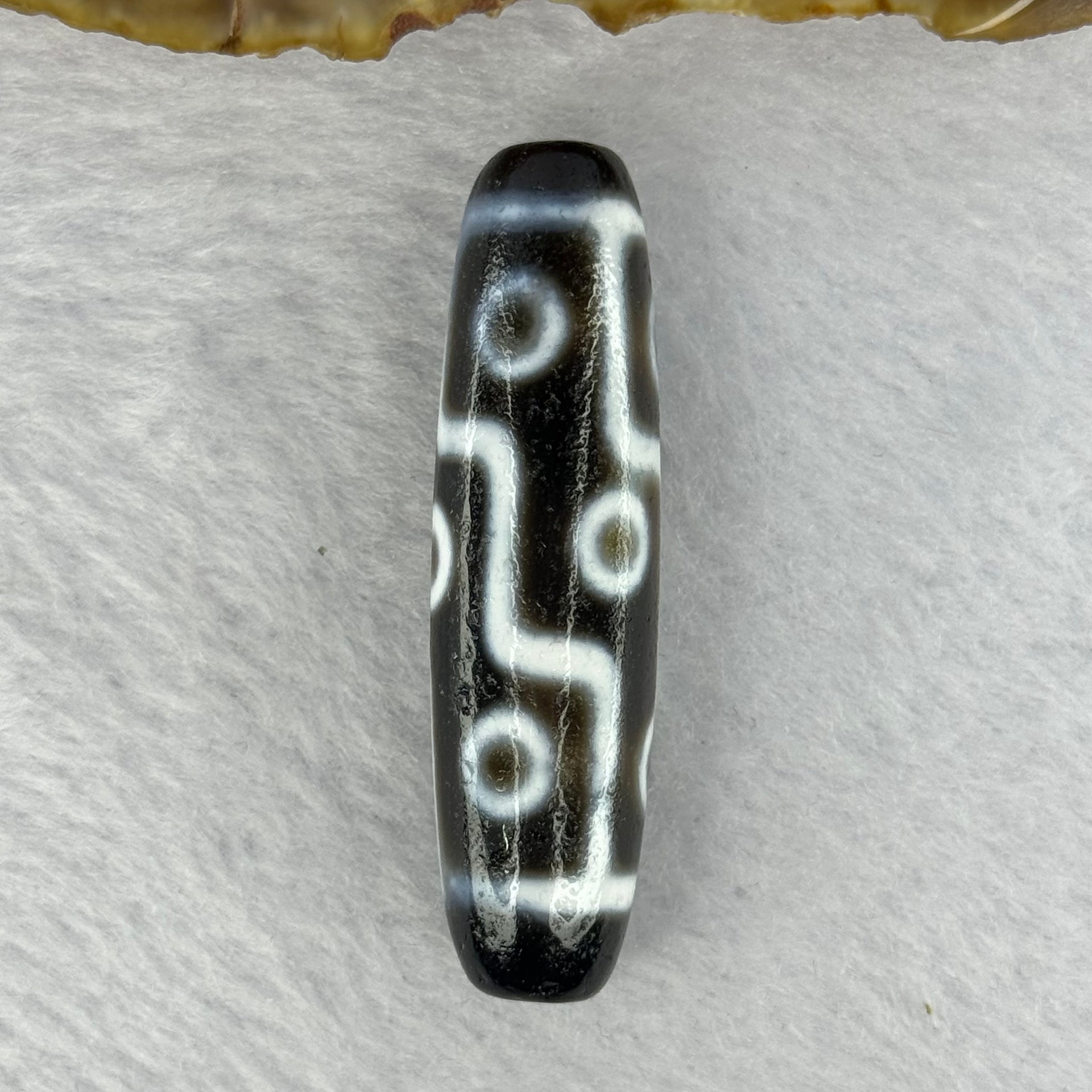 Natural Powerful Tibetan Old Oily Agate 9 Eyes Dzi Bead Heavenly Master (Tian Zhu) 九眼天诛 12.68g 48.5 by 12.7mm - Huangs Jadeite and Jewelry Pte Ltd