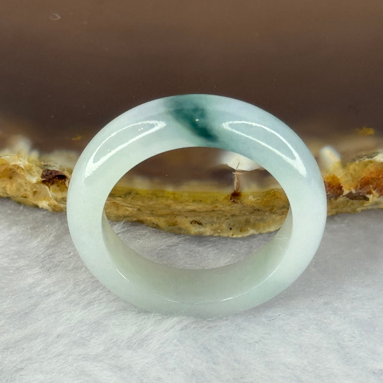 Type A Light Green with Blueish Green Patch Jadeite Ring 3.82g 6.0 by 3.6mm US8.25 HK18