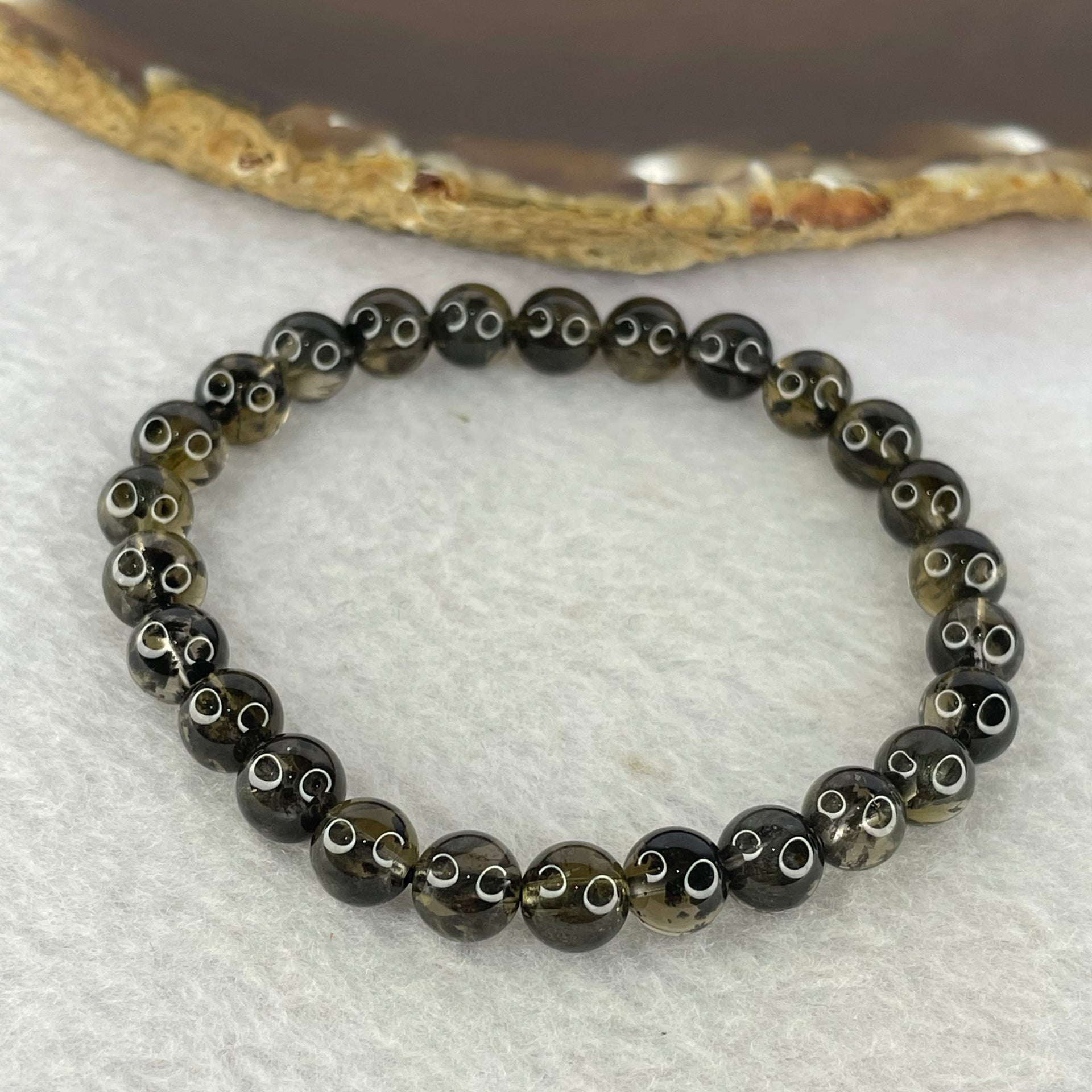 Natural Black Auralite Crystal Bracelet 黑极光手链 13.19g 7.4 mm 26 Beads - Huangs Jadeite and Jewelry Pte Ltd