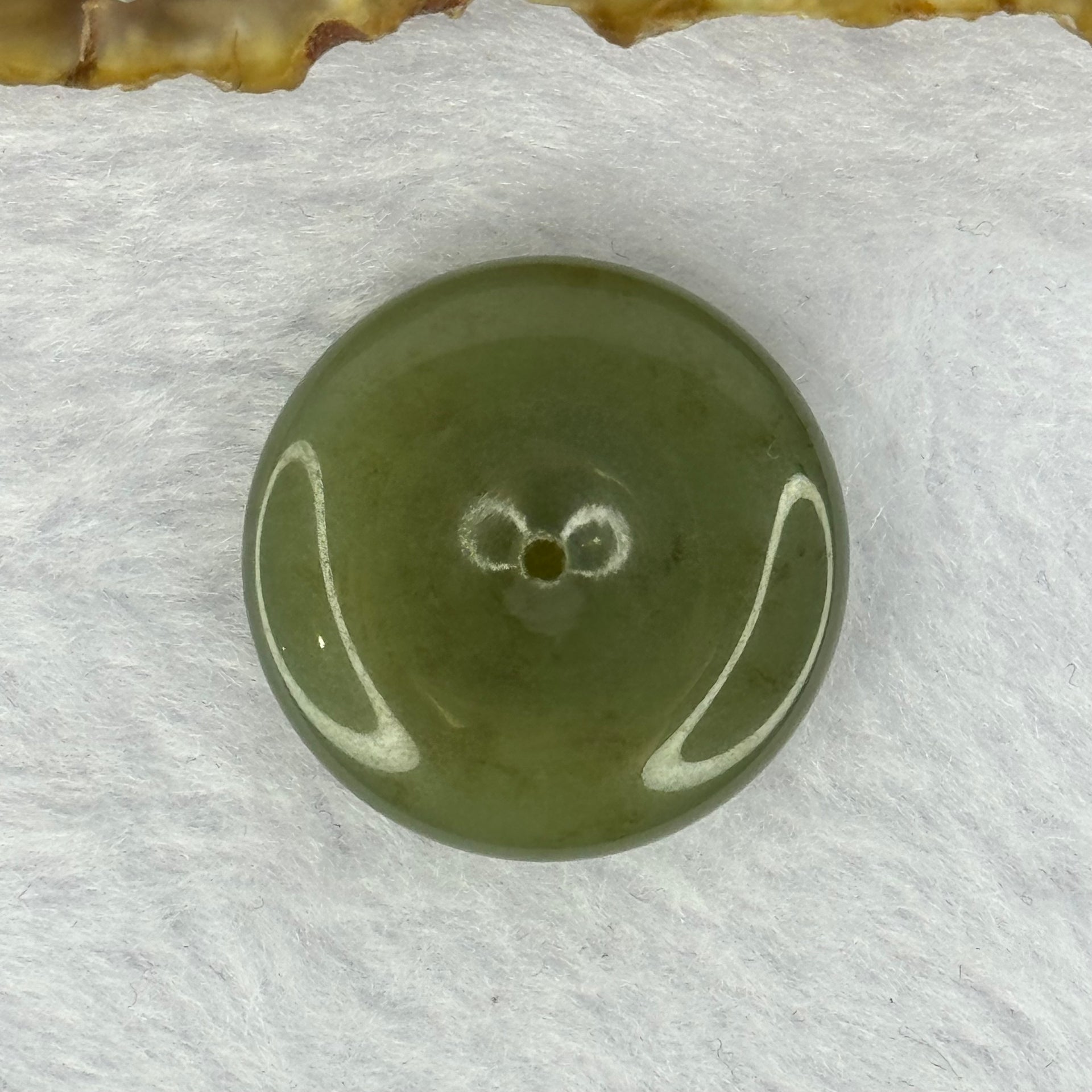 Natural Green with Brown Flora Nephrite Ping An Kou Donut 8.75g 24.4 by 7.2mm - Huangs Jadeite and Jewelry Pte Ltd