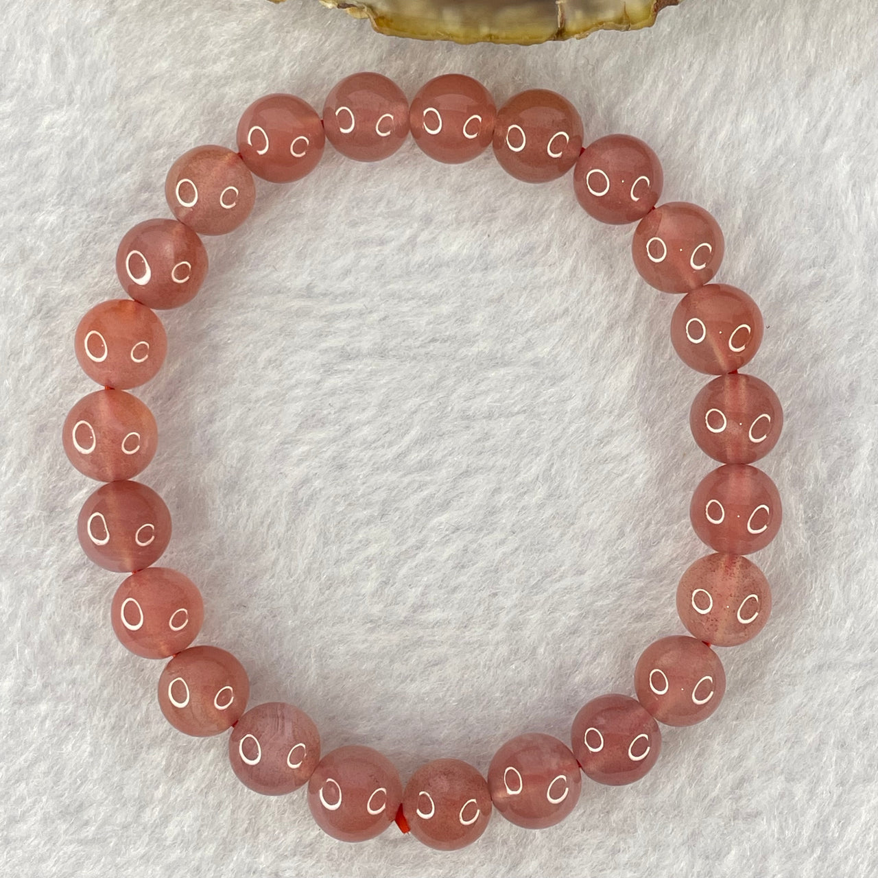 Natural Pinkish Red Agate Beads Bracelet 17.36g 15.5cm 8.2mm 23 Beads