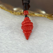 Natural Red Cinnabar Snail Shell with Buddha 7.55g 25.6 by 14.4 by 13.5mm - Huangs Jadeite and Jewelry Pte Ltd