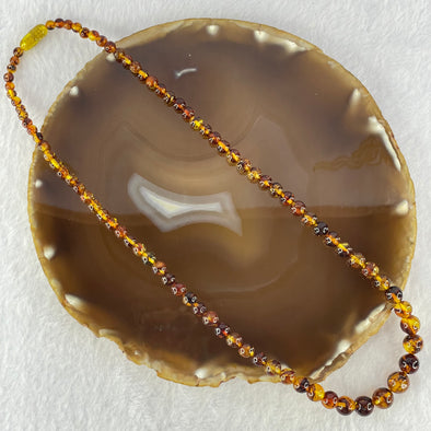 Natural Yellowish Brown Flower Amber Beads Necklace 天然金沙蜜花珀项链 9.70g 46cm 4.3 - 9.0mm 85 Beads