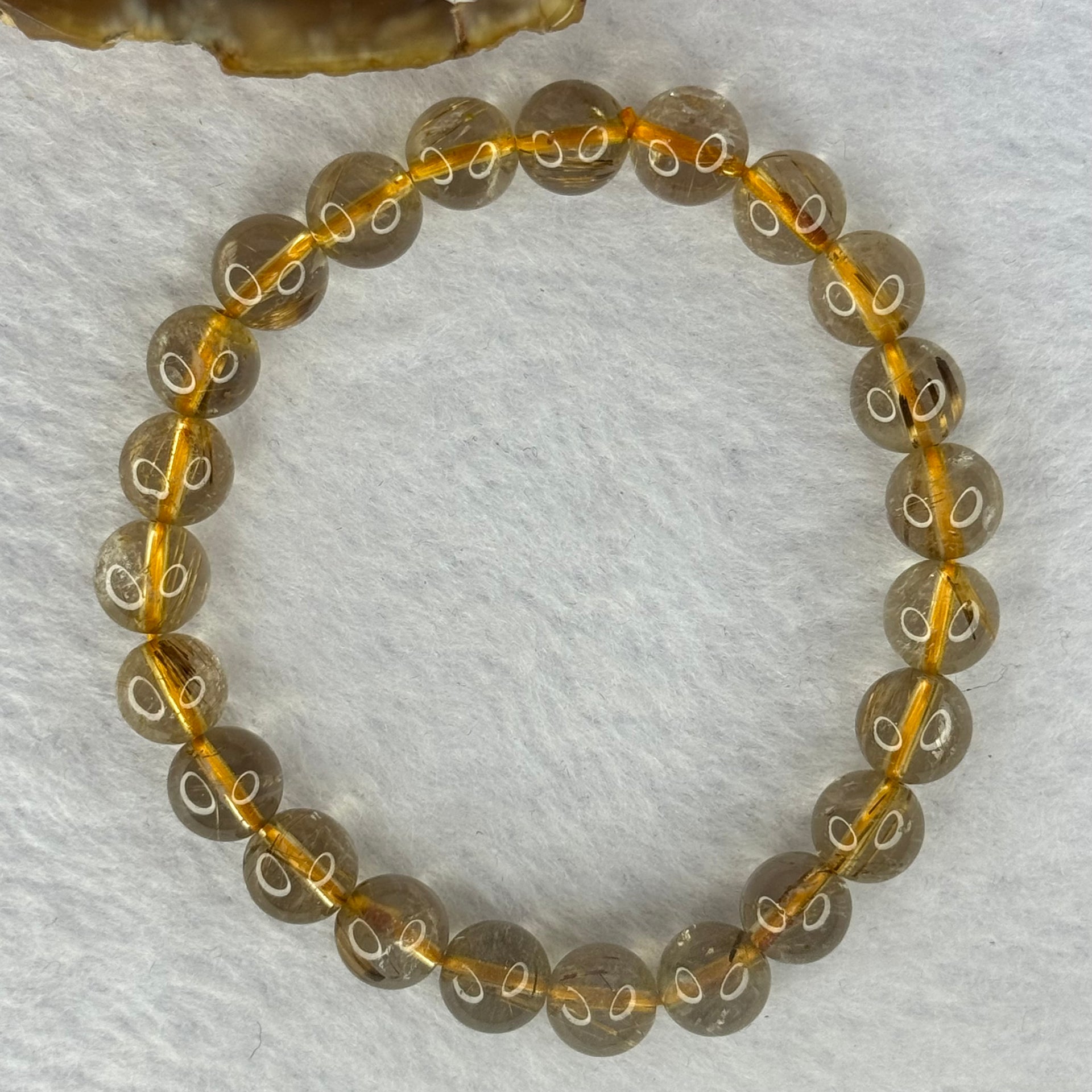 Natural Golden Rutilated Quartz Beads 天然金发水晶手链 17.28g 15cm 8.4mm 23 Beads - Huangs Jadeite and Jewelry Pte Ltd