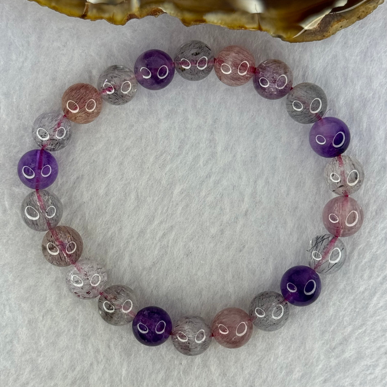 Natural Super 7 Beads Bracelet 19.36g 15.5cm 8.7mm 22 Beads