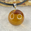 Natural Cognac with Red Amber Round Shape in String Necklace 4.02g 15.8mm