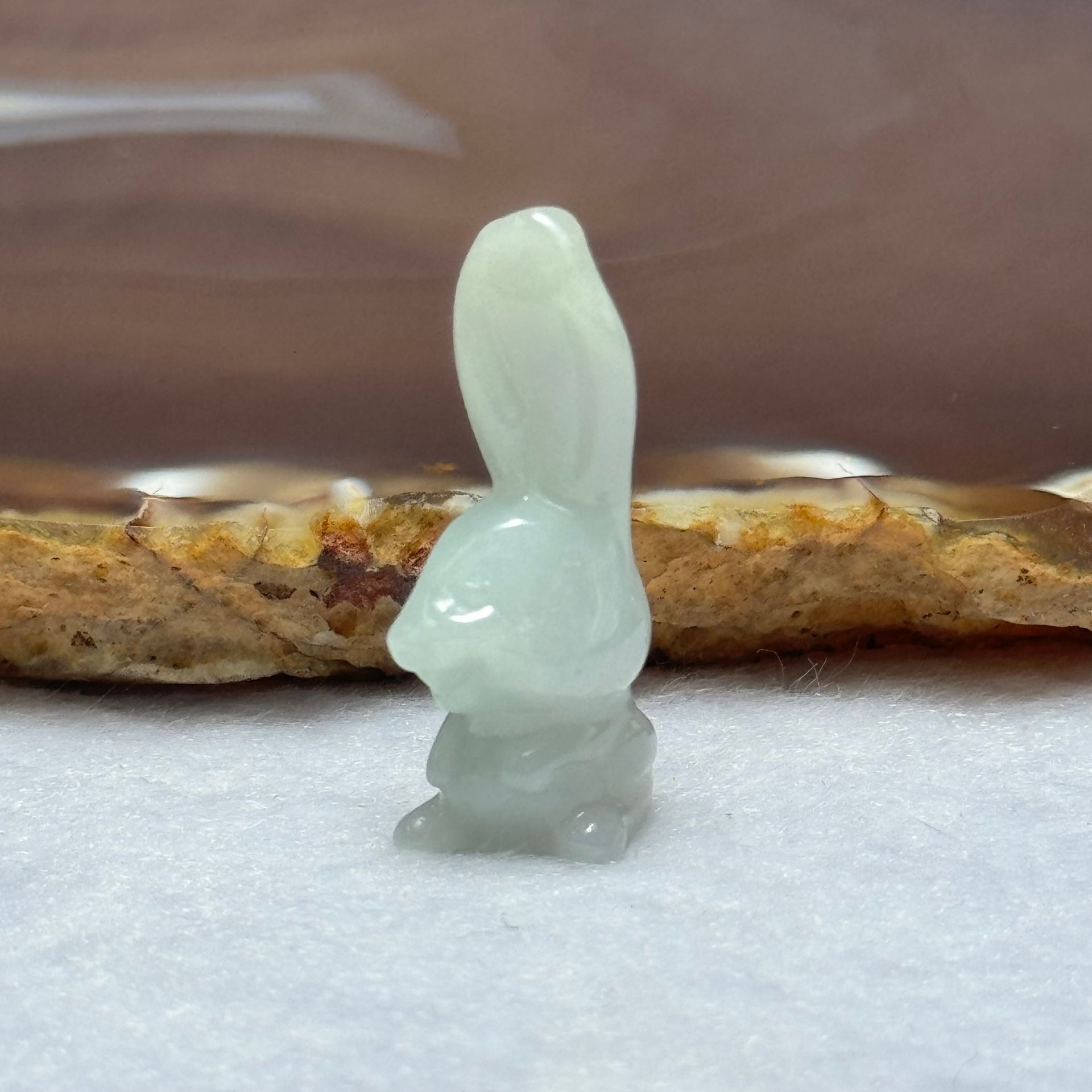 Type A Faint Lavender Jadeite Rabbit Pendant 5.02g 30.7 by 13.2 by 10.3mm - Huangs Jadeite and Jewelry Pte Ltd