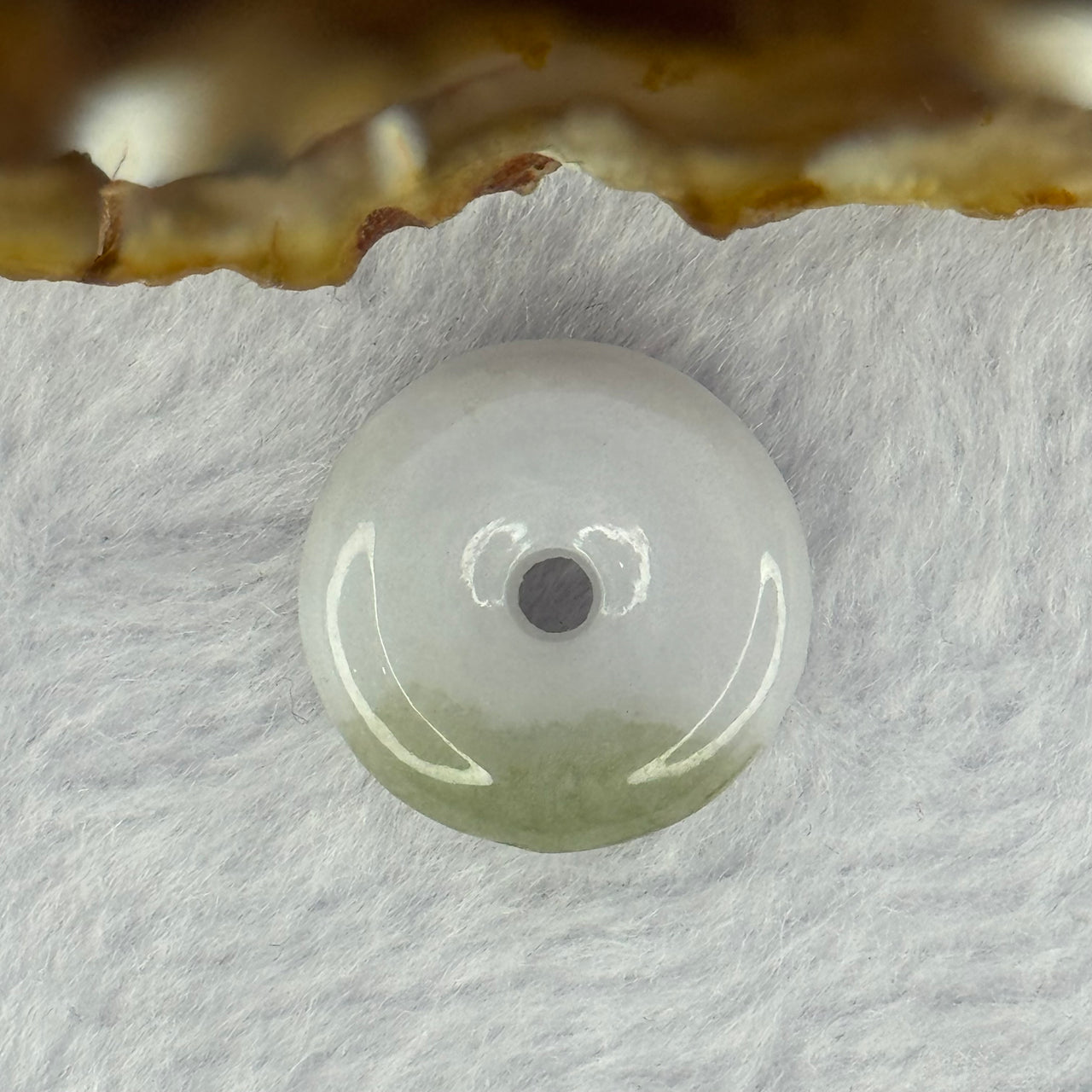 Type A Lavender and Green Jadeite Ping An Kou Donut Charm 3.78g 18.3 by 5.5mm