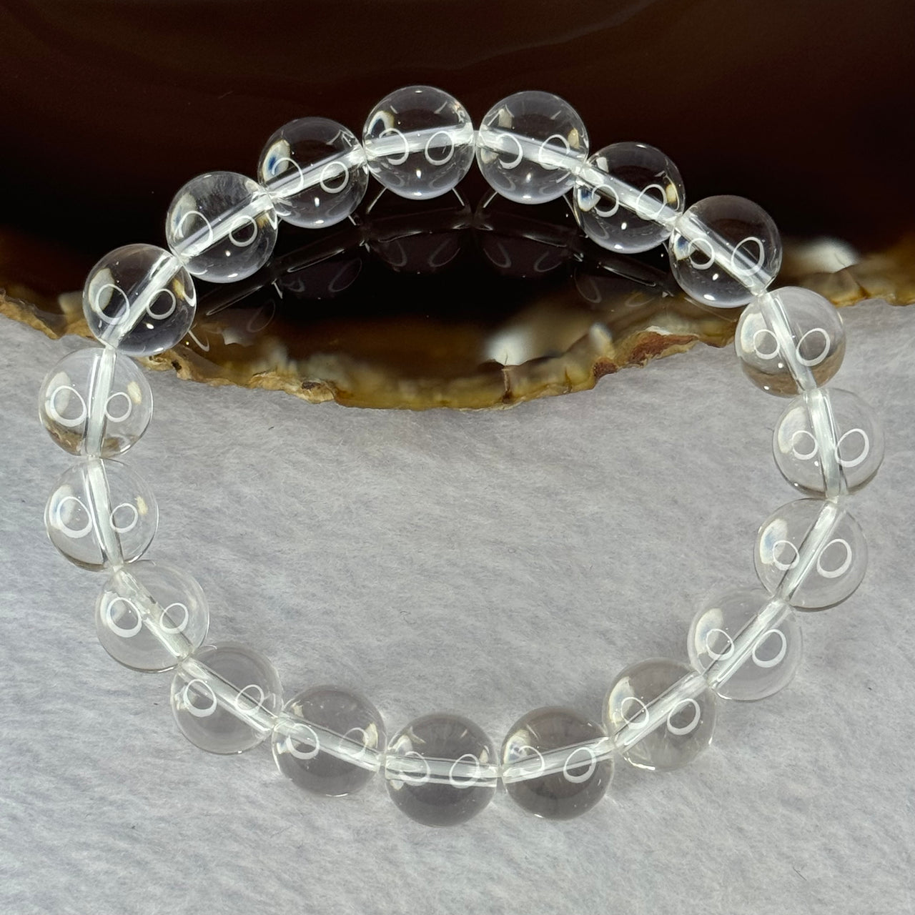 Natural Clear Quartz Bracelet 天然白水晶手链 30.64g 17cm 10.6mm 19 Beads