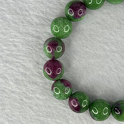 Natural Emerald And Ruby Zoisite Beads Bracelet 43.48g 17cm 11.3mm 18 Beads - Huangs Jadeite and Jewelry Pte Ltd