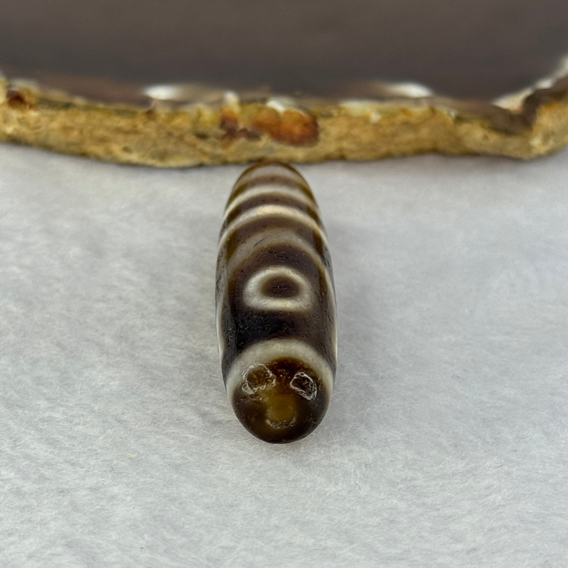 Natural Powerful Tibetan Old Oily Agate 2 Eyes Dzi Bead Heavenly Master (Tian Zhu) 二眼天诛 13.85g 48.9 by 13.4mm - Huangs Jadeite and Jewelry Pte Ltd