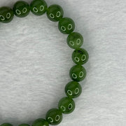 Natural Bright Green Nephrite Jade Beads Bracelet 天然和田玉手链 18.24g 15.5cm 7.9mm 24 Beads - Huangs Jadeite and Jewelry Pte Ltd