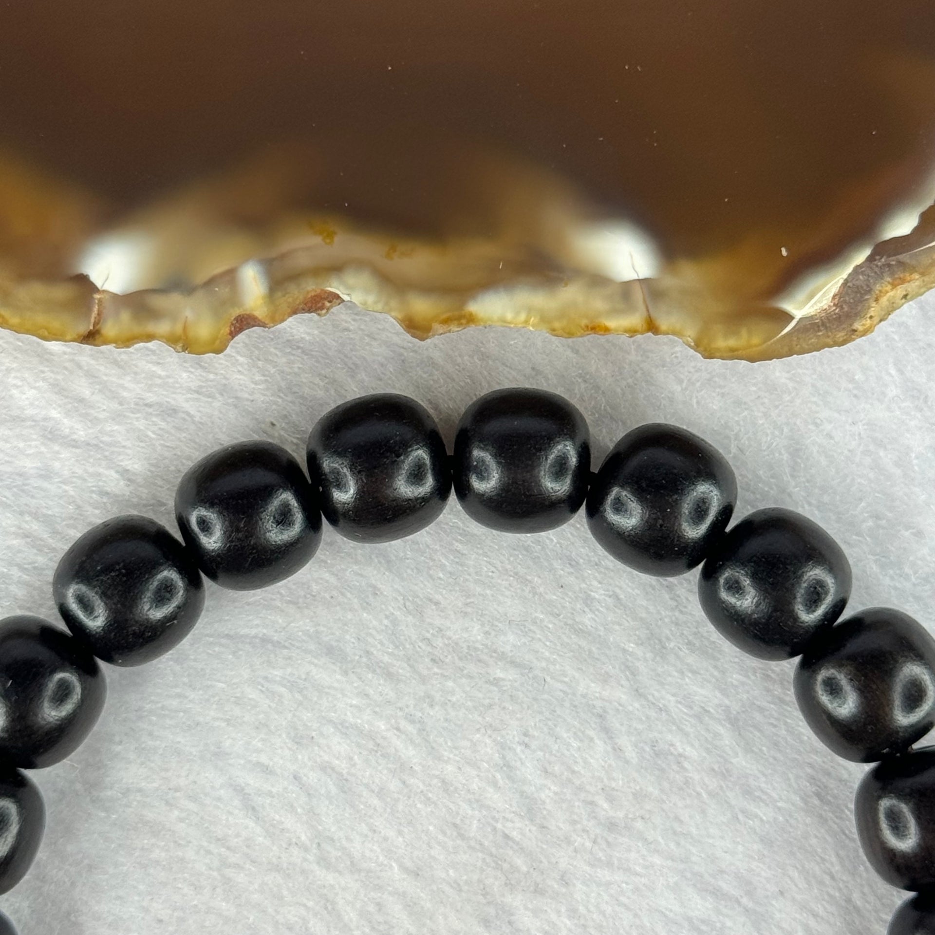 Natural Black Ebony Wood Beads with Movable Pixiu Pair and Coin Bead Bracelet 天然黑檀木珠手链 15.21g 16.5cm 10.1mm 17 Beads - Huangs Jadeite and Jewelry Pte Ltd