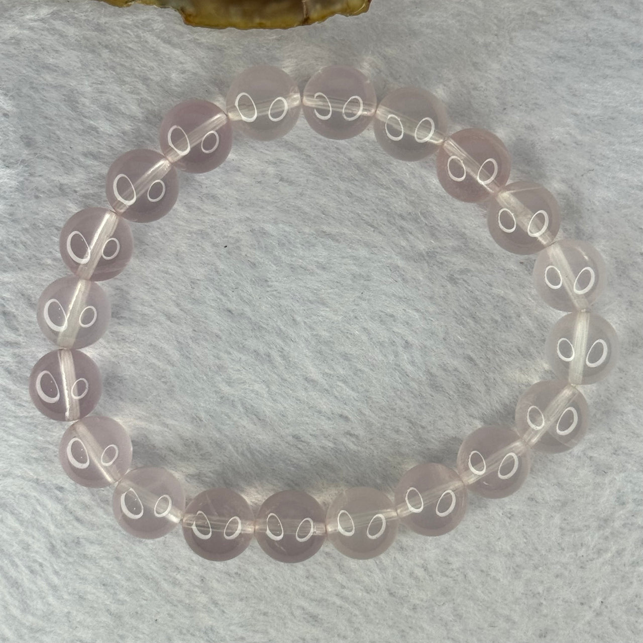 Natural Rose Quartz Beads Bracelet 天然玫瑰石英珠手链t 29.77g 17.5cm 10.3mm 20 Beads