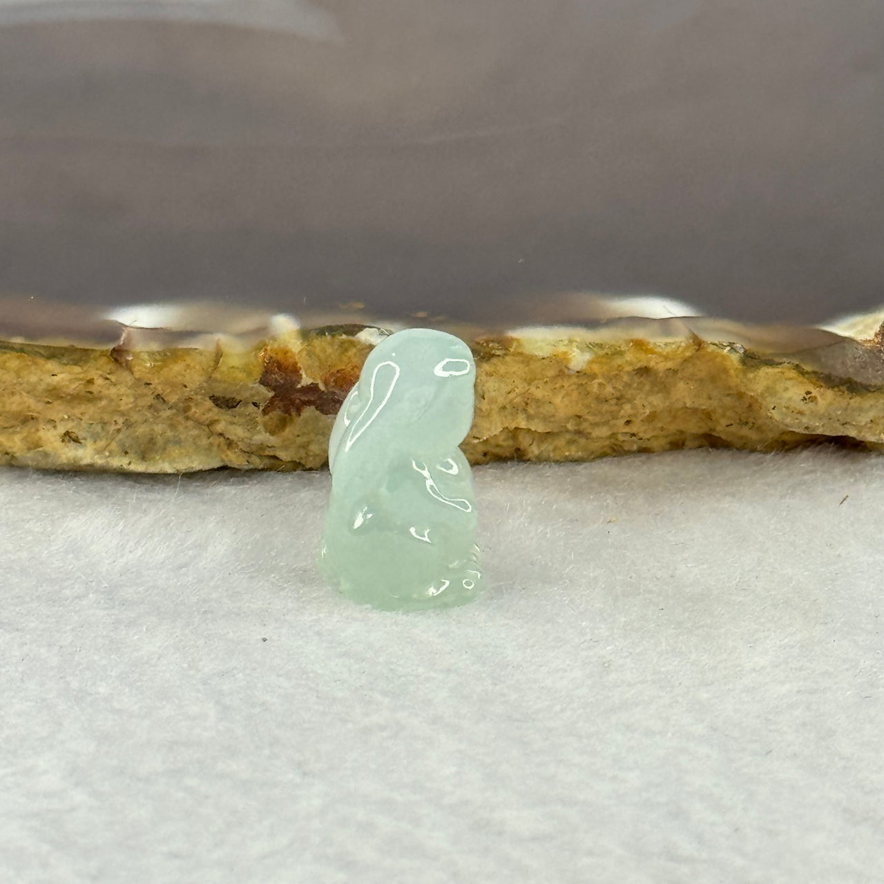 Type A ICY Sky Blue Jadeite Rabbit Mini Display 2.37g 10.0 by 7.0 by 17.3mm - Huangs Jadeite and Jewelry Pte Ltd