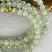 Type A Semi Icy Green with Wuji Grey Piao Hua Beads Necklace 123 Beads 5.6mm 32.67g - Huangs Jadeite and Jewelry Pte Ltd