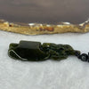 Type A Dark Yellowish Green Jadeite Dragon on Axe Pendent 14.34g 58.8 by 22.0 by 7.7mm