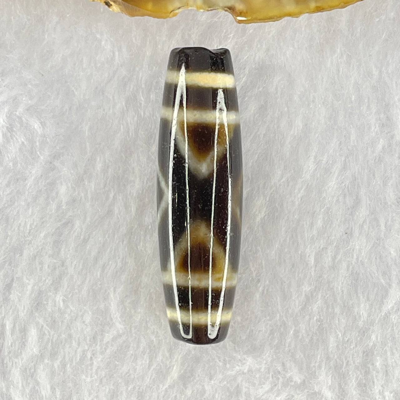 Natural Powerful Tibetan Old Oily Agate 2-Eye Vajra Dzi Bead Heavenly Master (Tian Zhu) 二眼天珠 7.20g 38.0 by 11.2mm