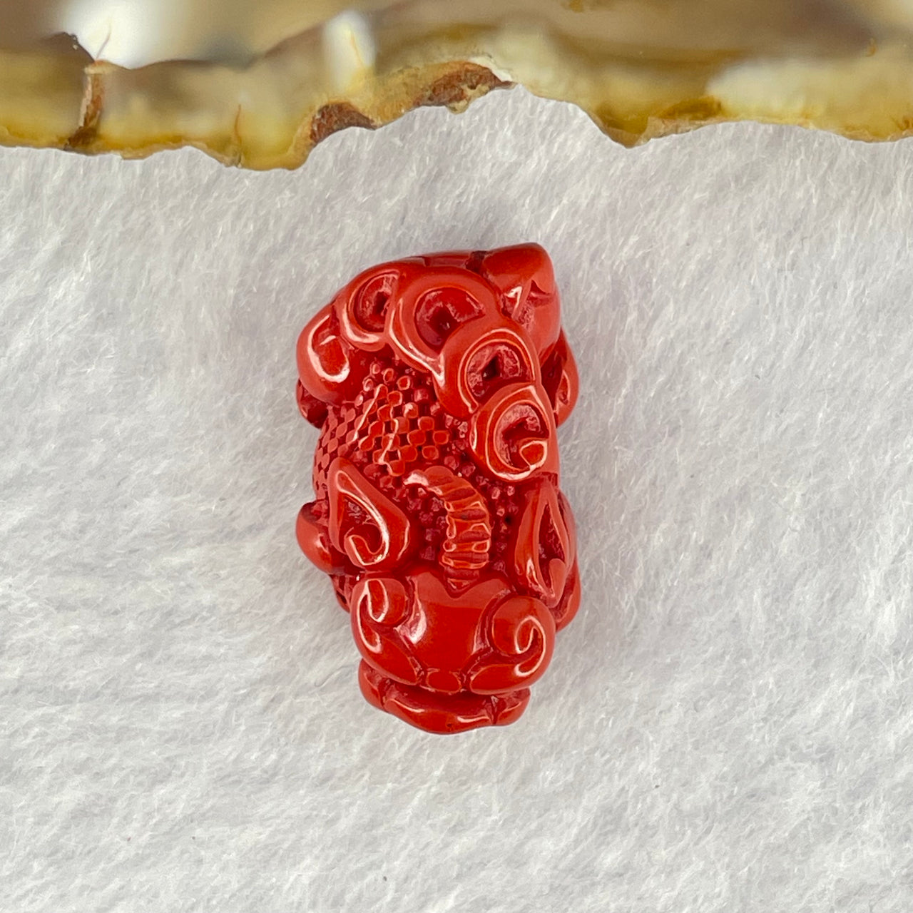 Natural Red Cinnabar Pixiu Charm for Bracelet 3.76g 19.7 by 12.2 by 8.7mm