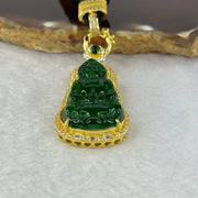 Type A ICY Green Jadeite Guan Yin in S925 Silver with Crystals Pendent 7.67g 31.6 by 17.7 by 3.0mm - Huangs Jadeite and Jewelry Pte Ltd