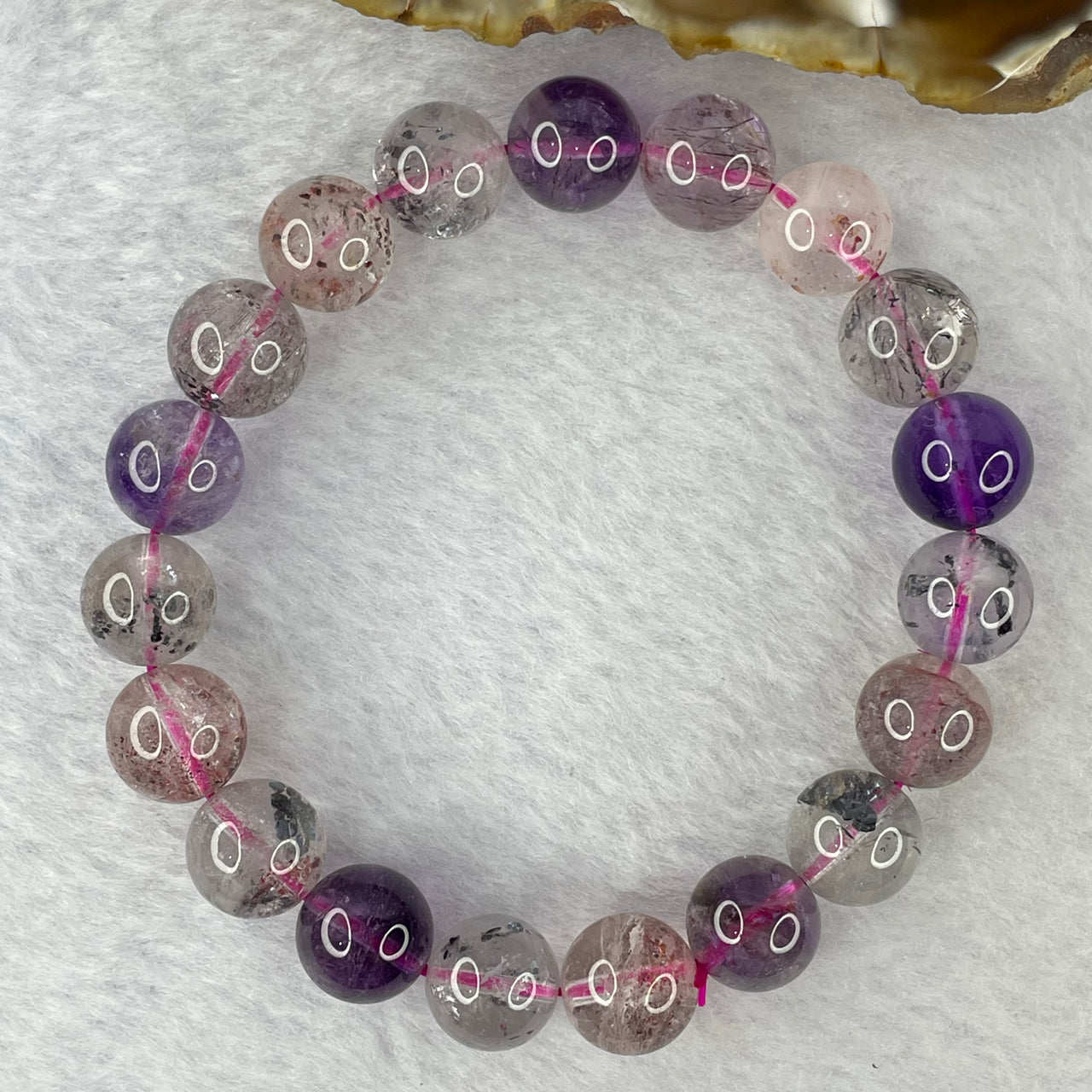 Above Average Grade Natural Super 7 Crystal Beads Bracelet 天然超级七水晶珠手链 32.00g 17.5cm 10.9mm 19 Beads - Huangs Jadeite and Jewelry Pte Ltd