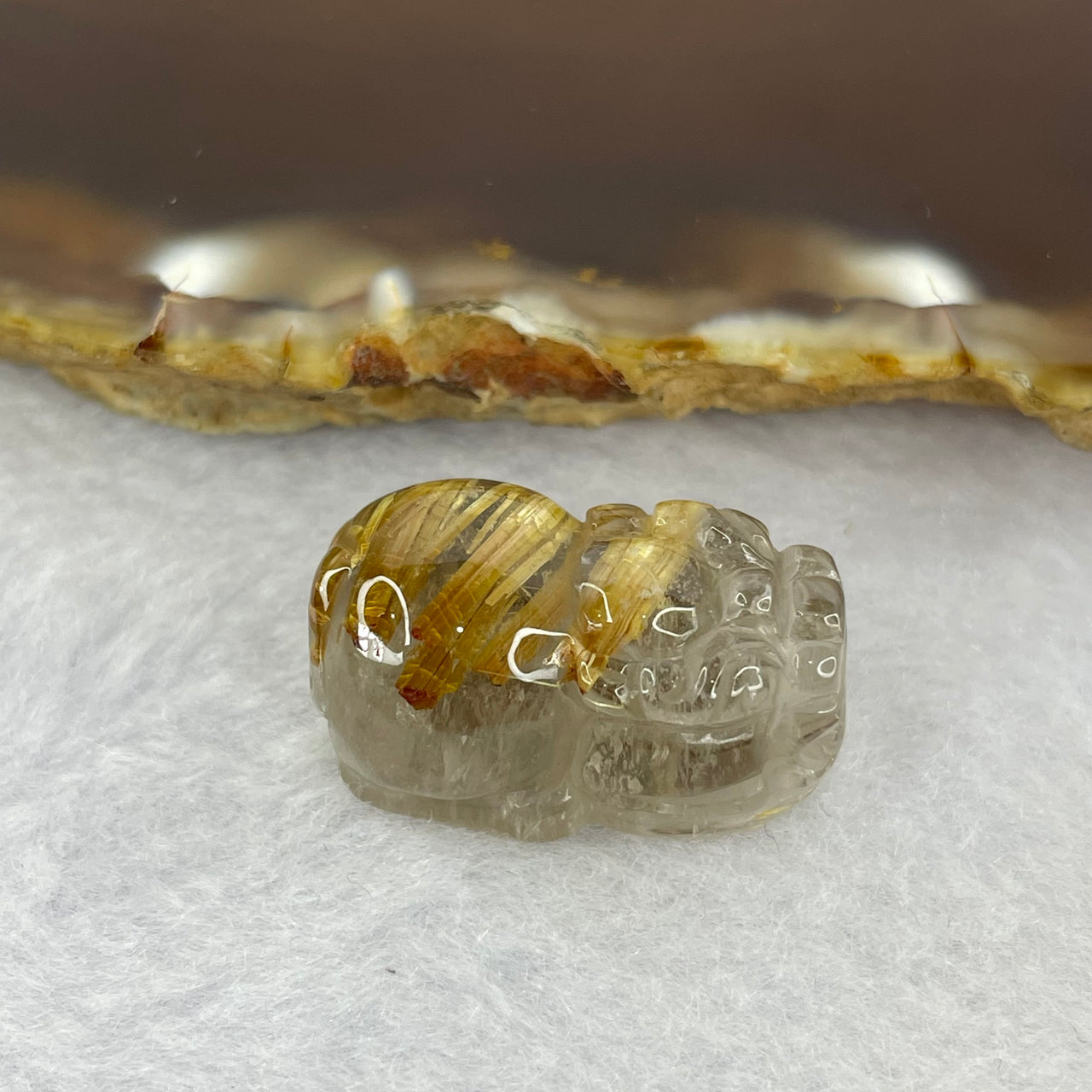 Good Grade Natural Golden Shun Fa Rutilated Quartz Pixiu Charm for Bracelet 天然金顺发水晶貔貅 6.43g 22.9 by 14.2 by 11.8mm - Huangs Jadeite and Jewelry Pte Ltd