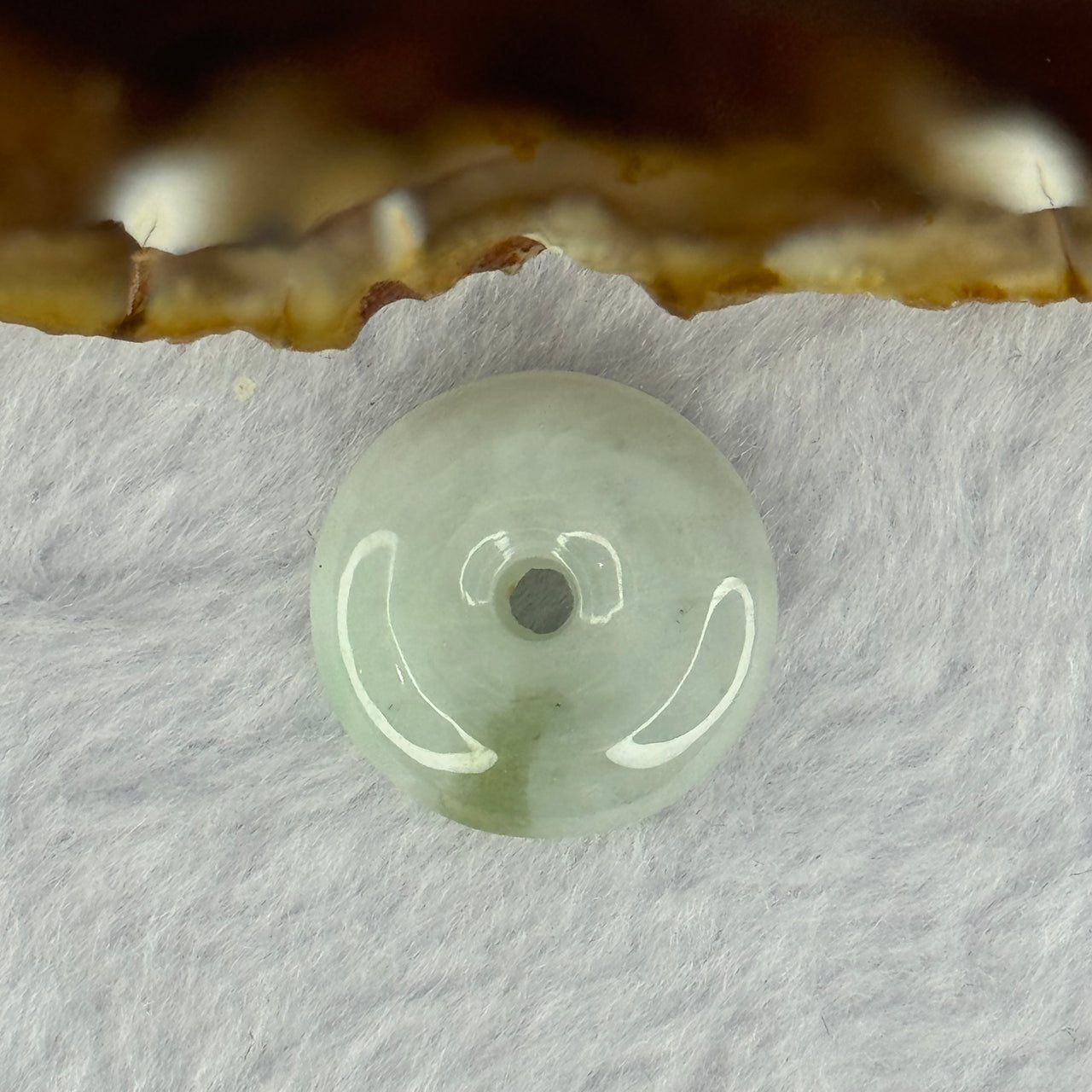 Type A Green Jadeite Ping An Kou Donut Charm 4.12g 18.5 by 6.1mm