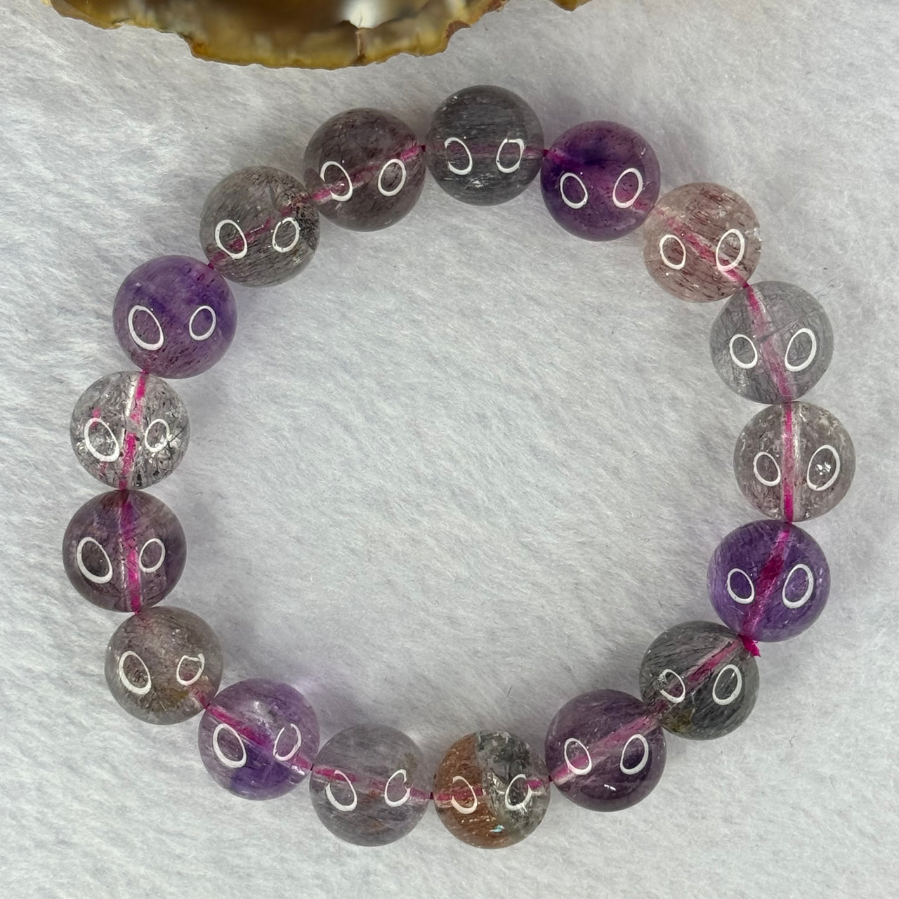 Above Average Grade Natural Super 7 Crystal Beads Bracelet 天然超级七水晶珠手链 42.70g 18cm 12.4mm 17 Beads - Huangs Jadeite and Jewelry Pte Ltd