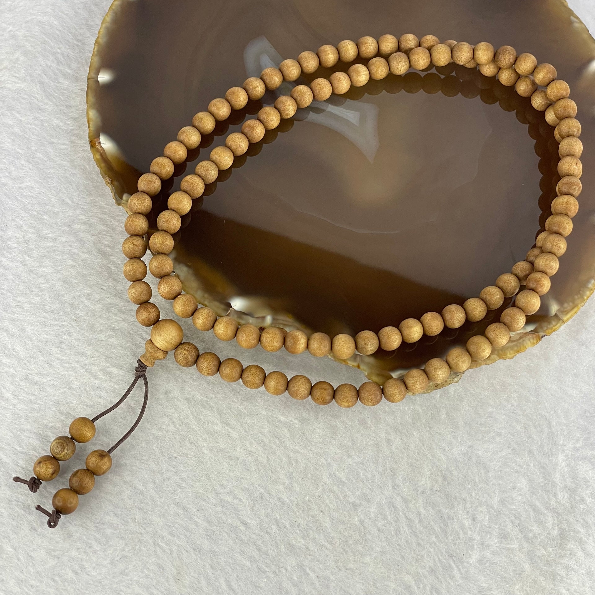 Natural Wild Old India Sandalwood Necklace 印度老山檀 12.57g 6.3mm 108+6 beads - Huangs Jadeite and Jewelry Pte Ltd