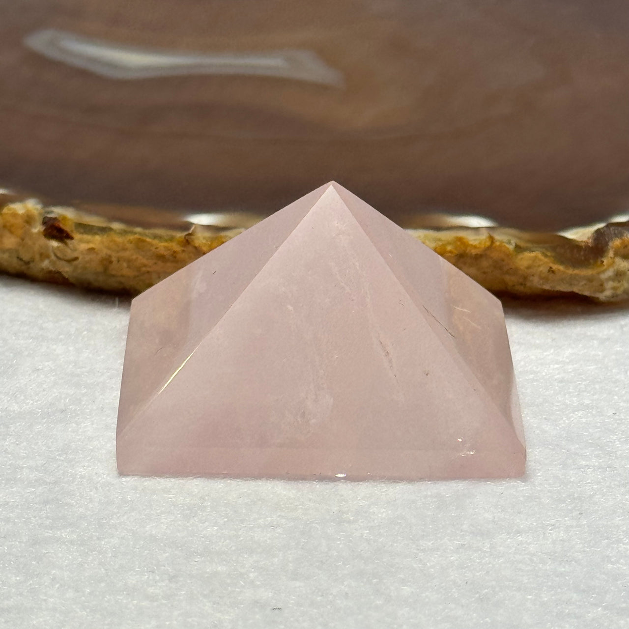 Natural Rose Quartz Pyramid Mini Display 天然玫瑰水晶金字塔摆件 59.72g 44.7 by 43.5 by 27.0mm - Huangs Jadeite and Jewelry Pte Ltd