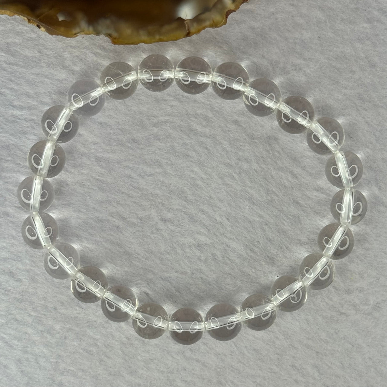 Natural Clear Quartz Bracelet 天然白水晶手链 18.79g 16.5cm 8.4mm 24 Beads