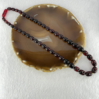 Natural Blood Red Amber Beads Bracelet 天然血珀手链 27.99g 48cm 7.3-11.5mm 43 Beads