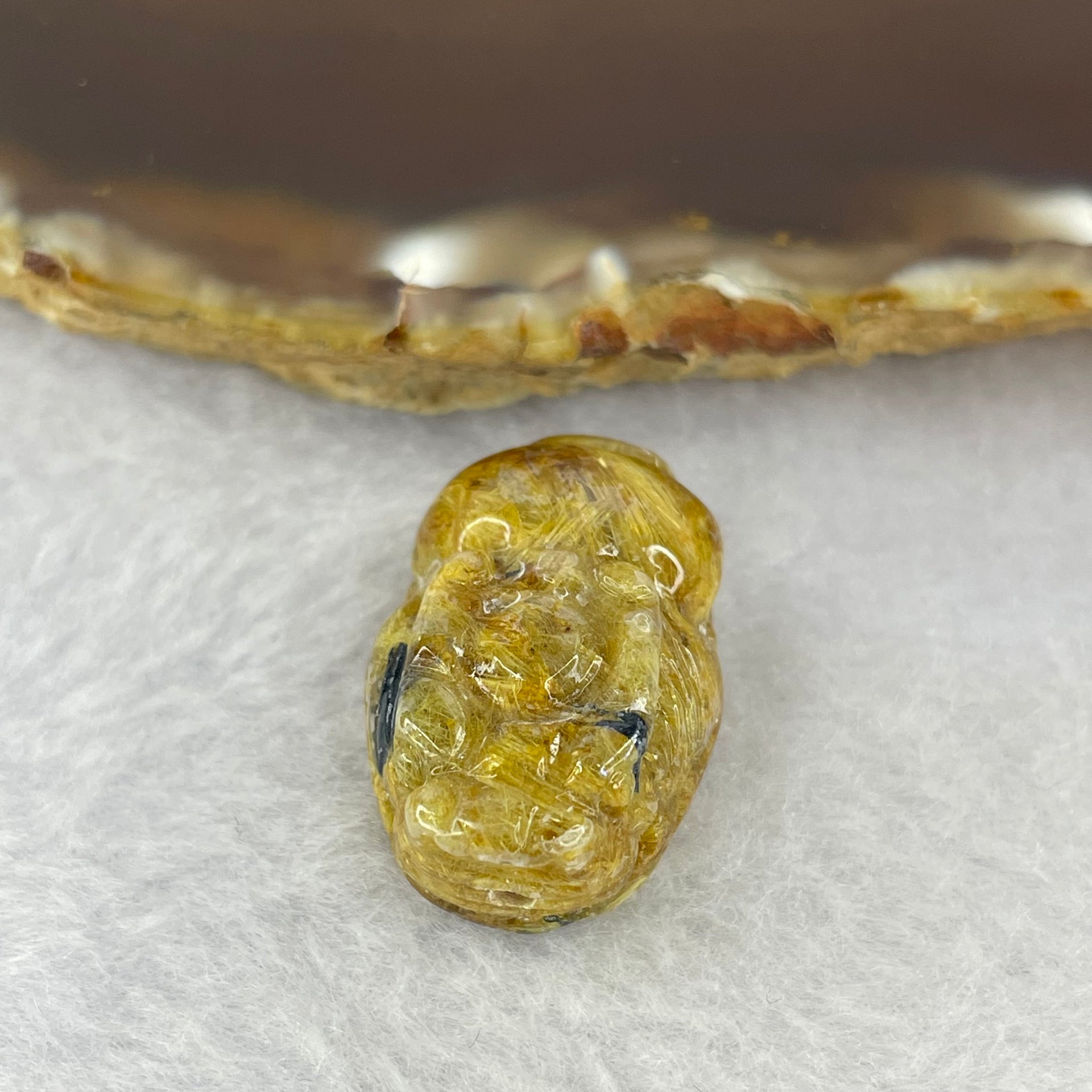 Above Average Grade Natural Golden Rutilated Quartz Pixiu Charm for Bracelet 天然金发水晶貔貅 7.82g 24.5 by 16.7 by 11.3mm - Huangs Jadeite and Jewelry Pte Ltd