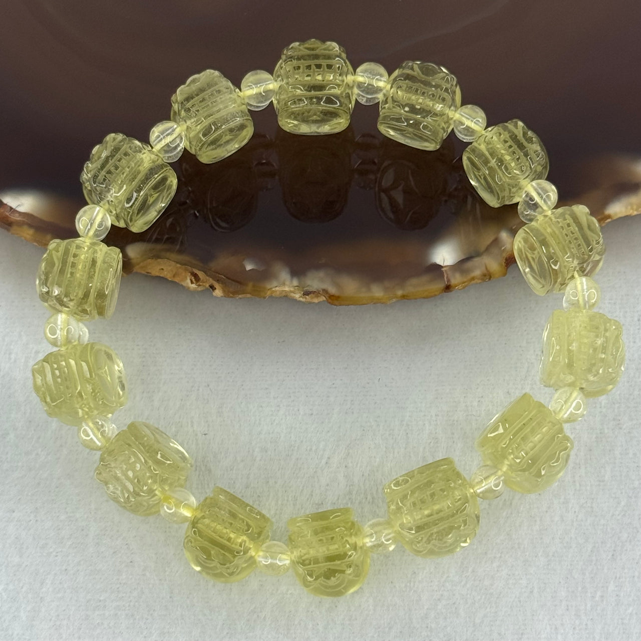 Natural Libyan Moldavite Meteorite Crystal Pixiu Beads Bracelet 天然利比亚陨石貔貅手链 38.30g 17cm 15.9 by 11.9 by 11.6mm 14pcs