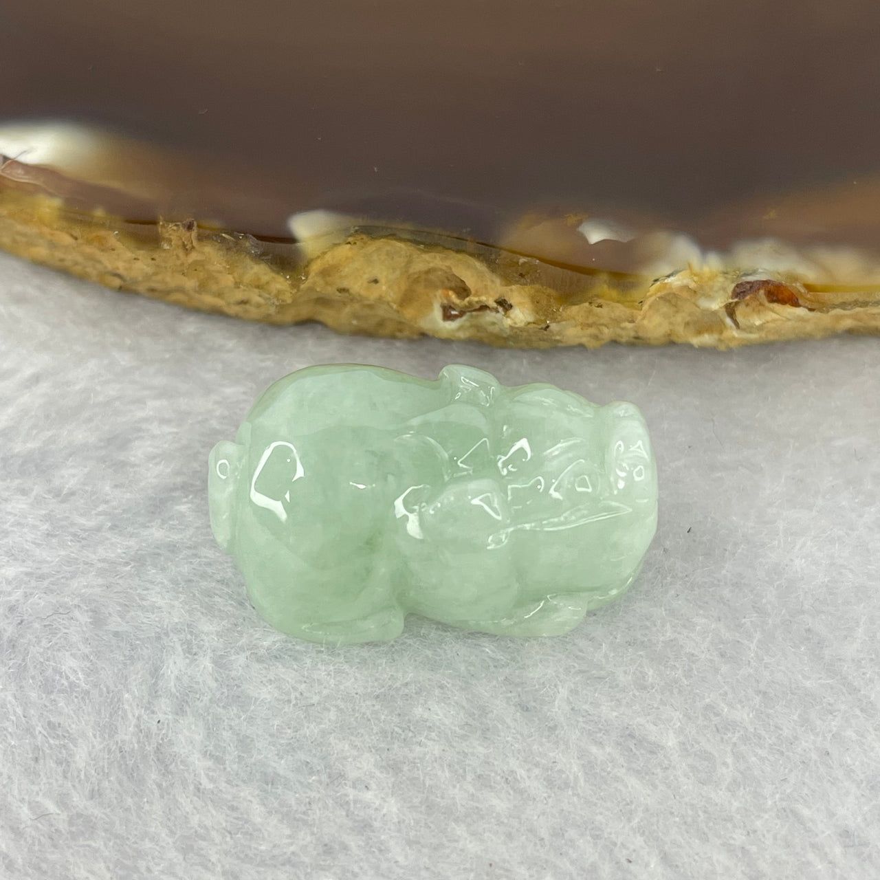 Type A Jelly Light Green Jadeite Pixiu Pendent A货浅绿色翡翠貔貅牌 7.82g 23.9 by 13.9 by 11.8 mm - Huangs Jadeite and Jewelry Pte Ltd