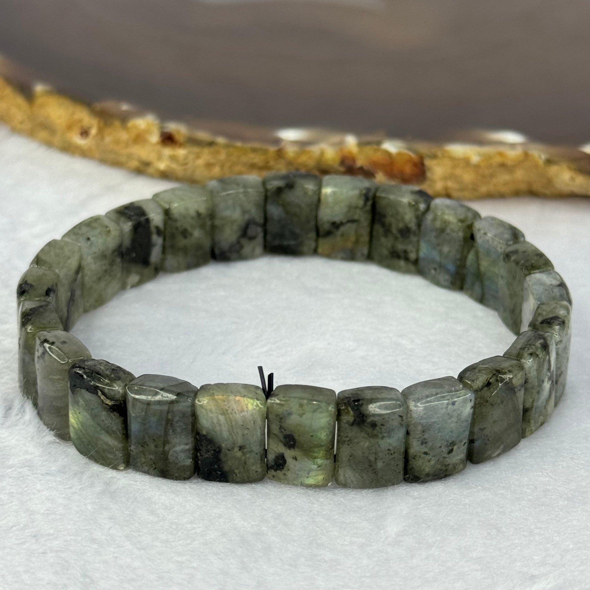 Natural Labradorite Bracelet 25.55g 16.5cm 12.0 by 8.1 by 5.0mm 24 pcs - Huangs Jadeite and Jewelry Pte Ltd