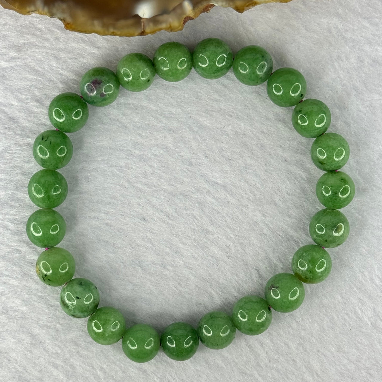 Natural Emerald And Ruby Zoisite Beads Bracelet 24.59g 17cm 8.9mm 23 Beads - Huangs Jadeite and Jewelry Pte Ltd