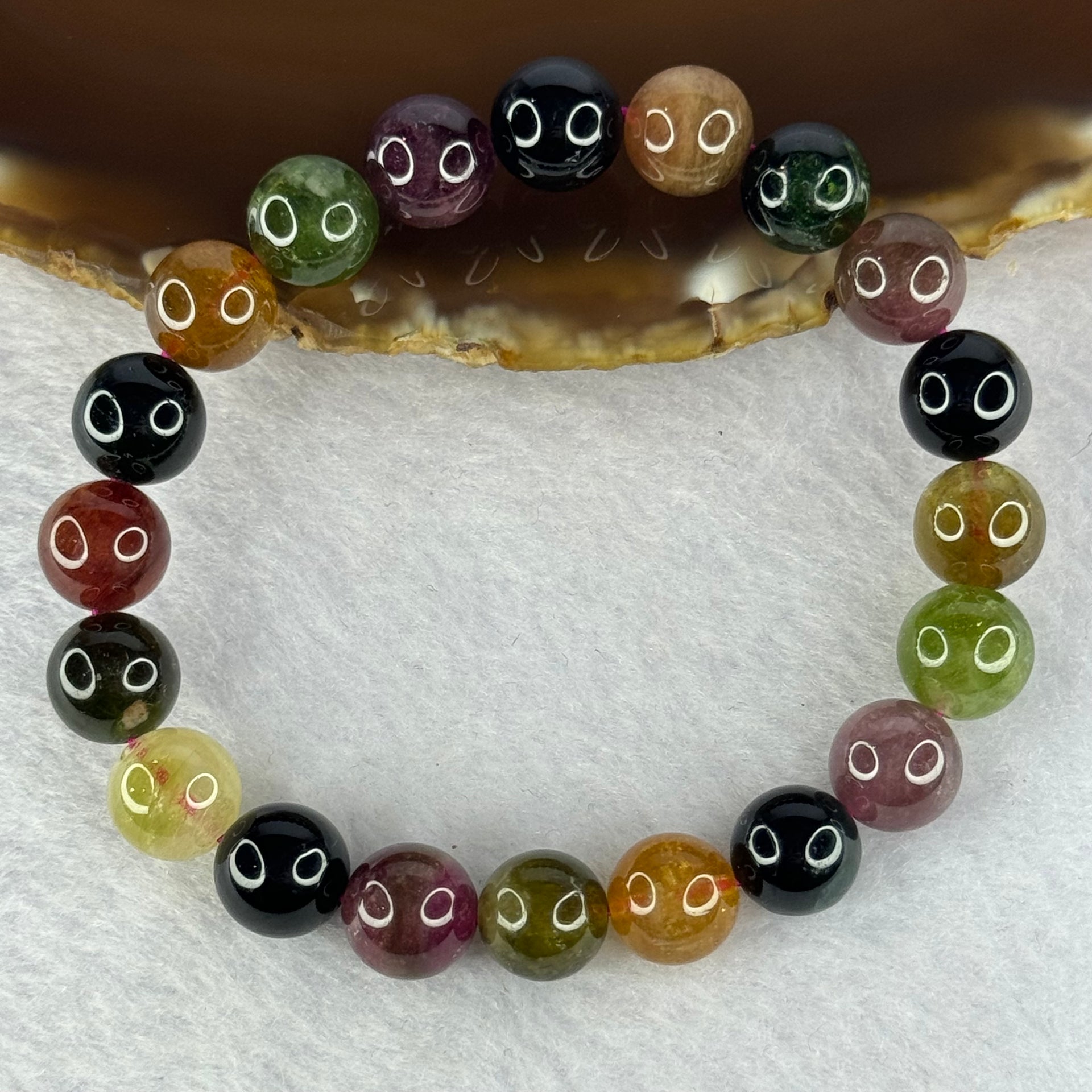 Good Grade Natural Tourmaline Beads Bracelet 好的天然碧玺珠手链 29.33g 16.5cm 9.9mm 20 Beads - Huangs Jadeite and Jewelry Pte Ltd